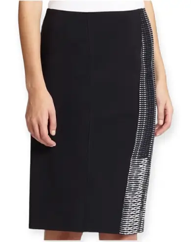 Elie Tahari TAHARI Navy & Black Textured Panel Kim Pencil Skirt Sz 6