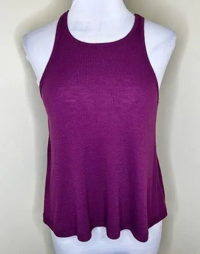 Free People  Tank Top XS Burgundy Crewneck Sleeveless Ribbed Flowy Racerback