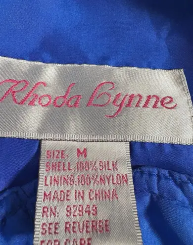 VTG Rhoda Gynne Blue Beaded 100% Silk Sweat Suit Jacket & Pants M/L (Loose FitL) Size M