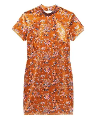 SAVAGE X FENTY PSYCHEDELIC VELVET SLIP DRESS FLORAL SIZE SMALL Brown