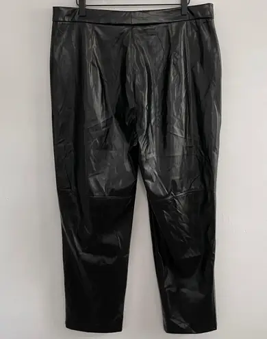 H by Halston New Halston Faux Leather High Rise Straight Leg Ankle Pants Black