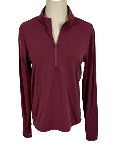 Bandier All Access Unison 1/4 Zip Up Long Sleeve Pullover in Port Royale Red Size M