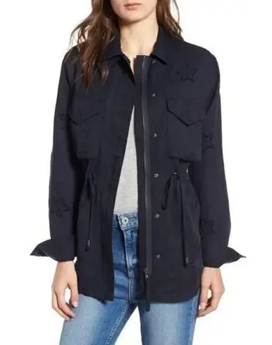 Rails Lancaster Indigo Stars Navy Blue Drawstring Utility Linen Blend Jacket S