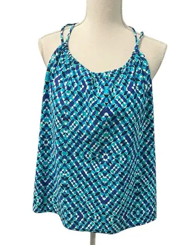 Eco Beach Blue Geometric Racerback Tankini Swimwear Top XL