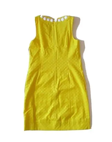 Maggy London NWT Banana Yellow Mod Jacquard Bead Embellished Neck Shift Dress 2