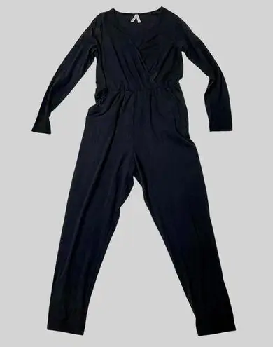 Pact Luxe Jersey Wrap Jumpsuit - Black - Large