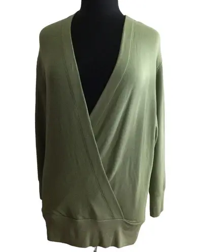 Athleta  Parana V Neck Wrap Sweatshirt Cardigan/ Eucalyptus Olive Oversized Nwot