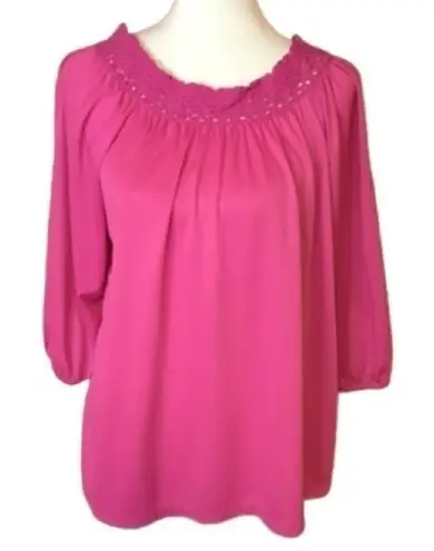 Vintage 70s hot pink muumuu tunic shirt Size XL