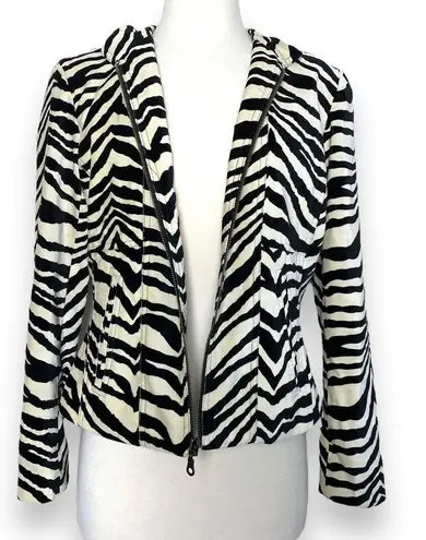 American Vintage Vintage Velvet High Neck Zebra Print Abstract Striped Structured Blazer Jacket M