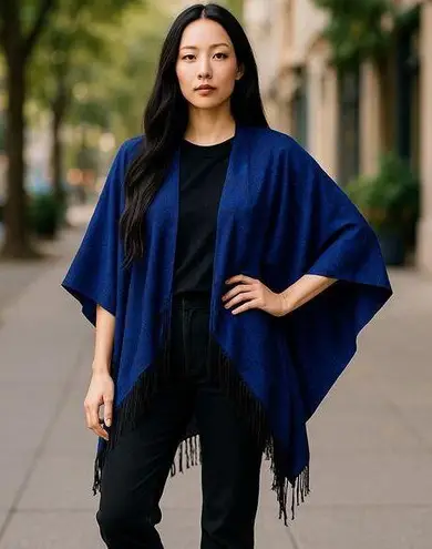 Casual Creations Womens Shawl Jacket Small Pashmina New Yorker Leia Schulze Blue
