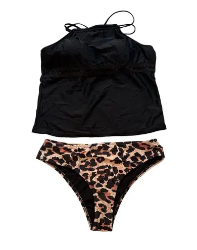 Beachsissi NWT, Criss Cross Back Tummy Control Black Tankini Set