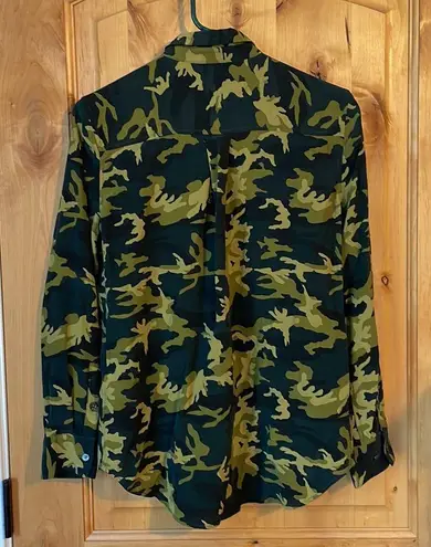 Equipment Scarab Camo Green Multi Slim Signature Silk Shirt