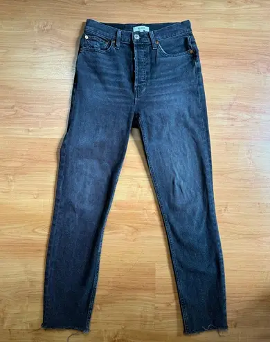 RE/DONE High Rise Ankle Crop Jeans in Faded Coal Size 26