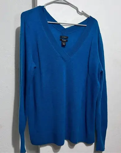 Halogen blue teal 100% cashmere cardigan oversize wide vneck sweater : Box L01: Size undefined