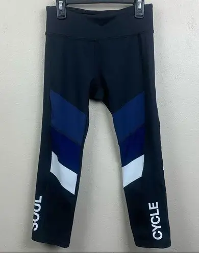 SoulCycle  Cropped Leggings Capri Athletic Small Black Blue Logo Size Small