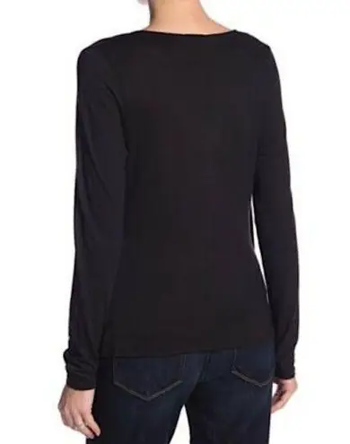 LA Made New  Maternity Long Sleeve V-Neck Wrap Top Knit Jersey Black