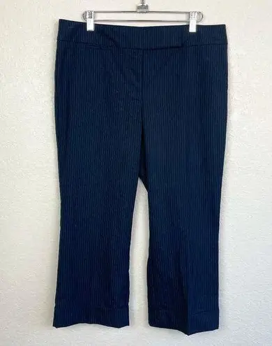 NY&CO Navy Pinstripe Cropped Dress Pants Size 10 Blue