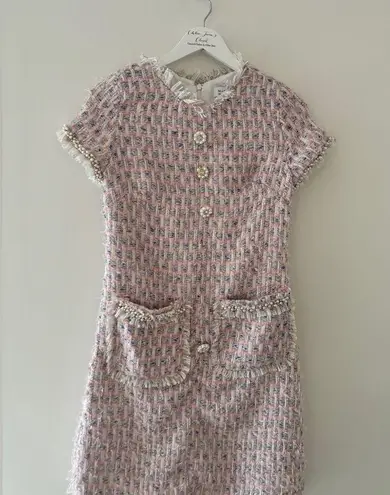 Mac Duggal Pink Cap Sleeve Floral Button Down Pink Shift Dress XS