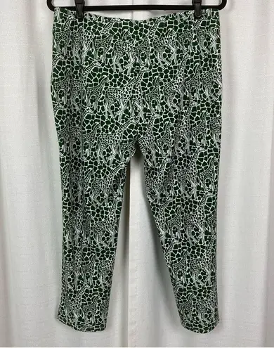 Jude Connally Green Giraffe Print Knit Cropped Pants Sz.L Size L