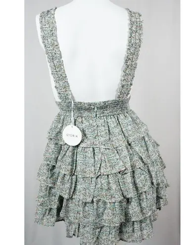 STORIA Floral Ruffle Tiered Dress Mint Green Woman's Size Small NWT!
