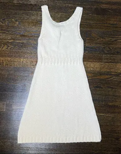 Trovata White Knit V Neck Sweater Dress