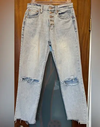 Pistola Women’s Charlie Denim Frayed Distressed High Rise Lite Wash Jeans 25