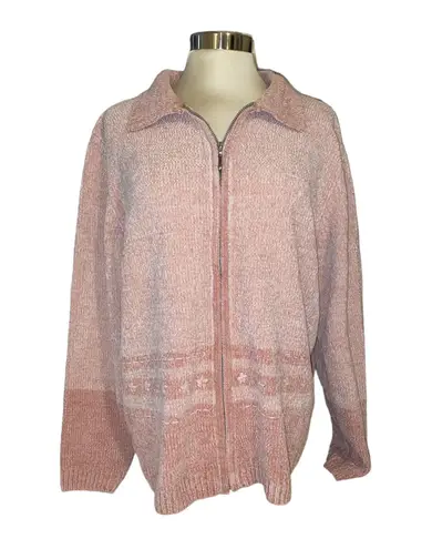 Alfred Dunner cardigan zip front long sleeve fold down collar size XLarge