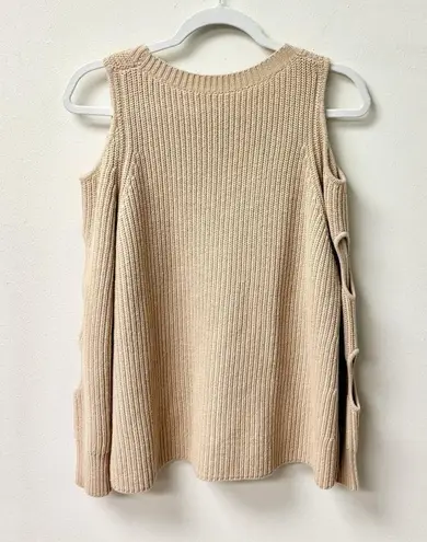 Zoe Jordan Wool Cashmere Blend Cold Shoulder Cutout Sweater Beige Women's S/M Size M