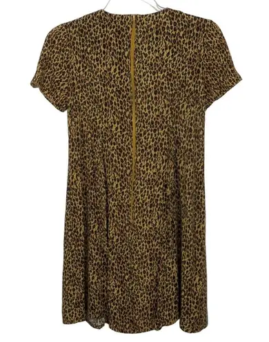 Just in Thyme 1990s Leopard Print Short Sleeve Casual Mini Dress Size 4 Small Brown