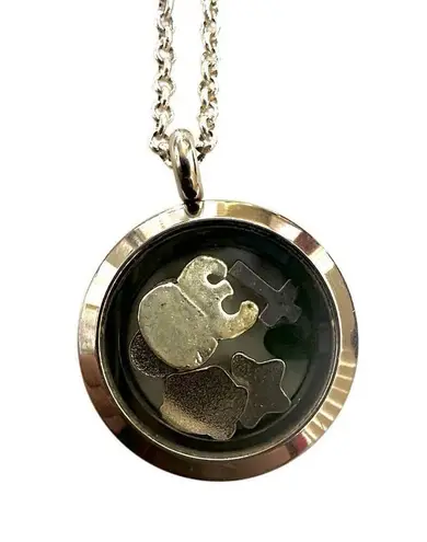 Floating Charm silver tone Locket necklace