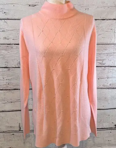 basic editions  Sweater High Neck Diamond Design Front w Pearl Details-XL