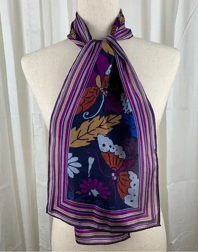 Anne Klein Vintage  Butterflies,‎ Flowers & Leaves Silk Rectangular Scarf