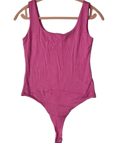 Naked Wardrobe Size L Sculpted Seamless Tank Thong Bodysuit Rose Light Pink NEW