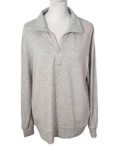 Three Dots Gray Pullover Sweatshirt Small Gray Sweatshirt Quarter-zip Pullover