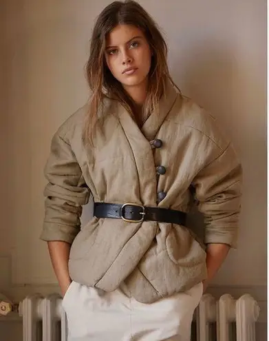 Ba&sh Paris 100% linen quilted jacket