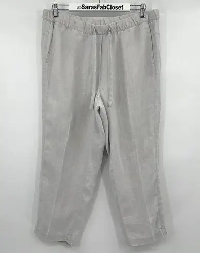 J.Jill  Pure 100% Linen Drawstring Waist Cropped Pants French Gray Size Medium