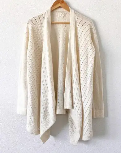 Lou & grey  Ivory Cream Alpaca Blend Open Knit Cardigan