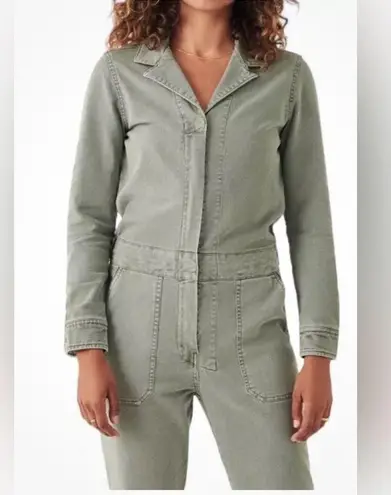 Faherty Womens Overland Twill Jumpsuit Size Small Olive Green Utility Flight S