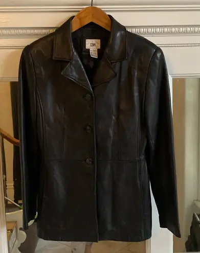 90s Vintage BP Brass Plum Nordstrom Lambskin Leather Coat Jacket Womens L Black Size L