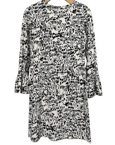 IBKUL Women’s XS Black White Geometric Print SPF Activewear Bell Sleeve Dress