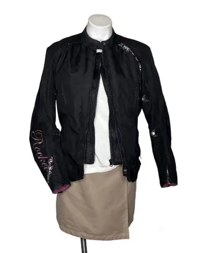 JOE ROCKET Black Riding Jacket Leguna Seca Moto Floral Design Women Size Medium