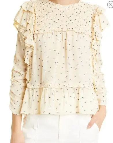 MUNTHE Women's Crisp Embroidered Ruffle Blouse Top Size 2US/ 34 EU NWT Romantic