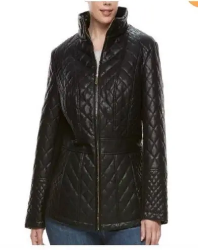 Gallery  New York Faux Leather Quilted Jacket Full Zip Size Medium