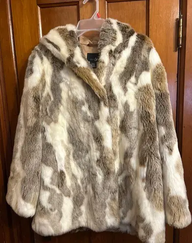 East 5th Faux Fur Medium Length Coat
Brown & White, Different Shades of Brown