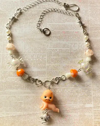 Handmade Kawaii retro y2k grunge angel baby kewpie doll unisex necklace👼❤️