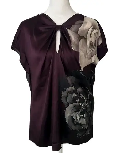 Elie Tahari purple, black & white silk sleeveless top size S