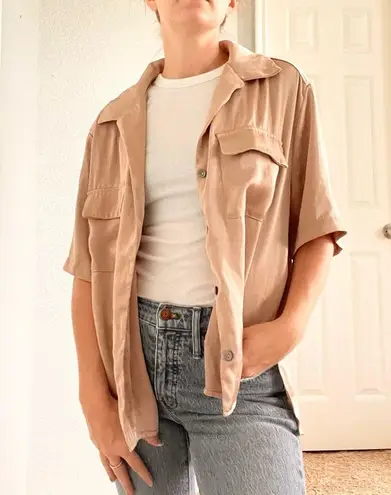 Day & Night  Brown Satin Button Down top