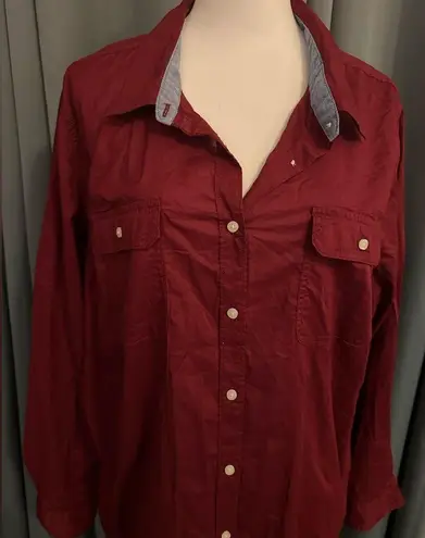 st. john's bay  Long Sleeve Regular Fit Cabaret Red Button Up Shirt Size 3X