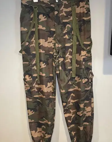 Womens Cargo Camo Pants High Waist Slim Fit Jogger Size XXL Green