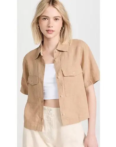 DL1961 Khaki Tan Short Sleeve Button Front Flap Pockets Montauk Shirt Size M